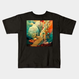 Transcending the Boundary of Dreams: Surrealist Explorations in Abstract Forms and Dimensions Kids T-Shirt